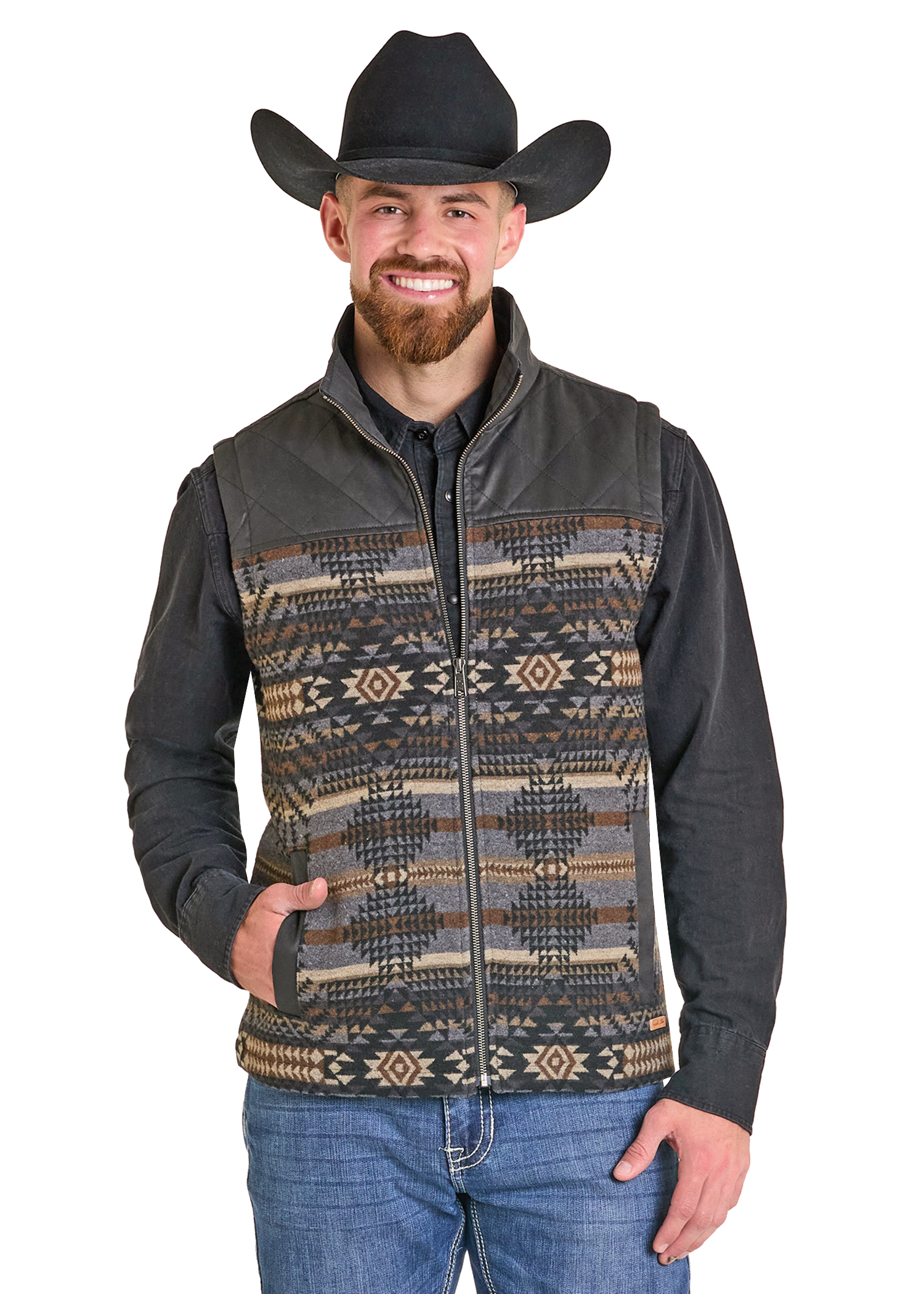 トップス 23AW/Cut Pile Jacquard Vest Men's Jacquard Aztec Printed Vest | Panhandle Slim