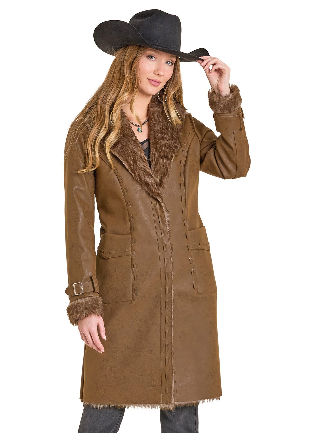 Women's Faux Suede Longline Coat | Panhandle Slim