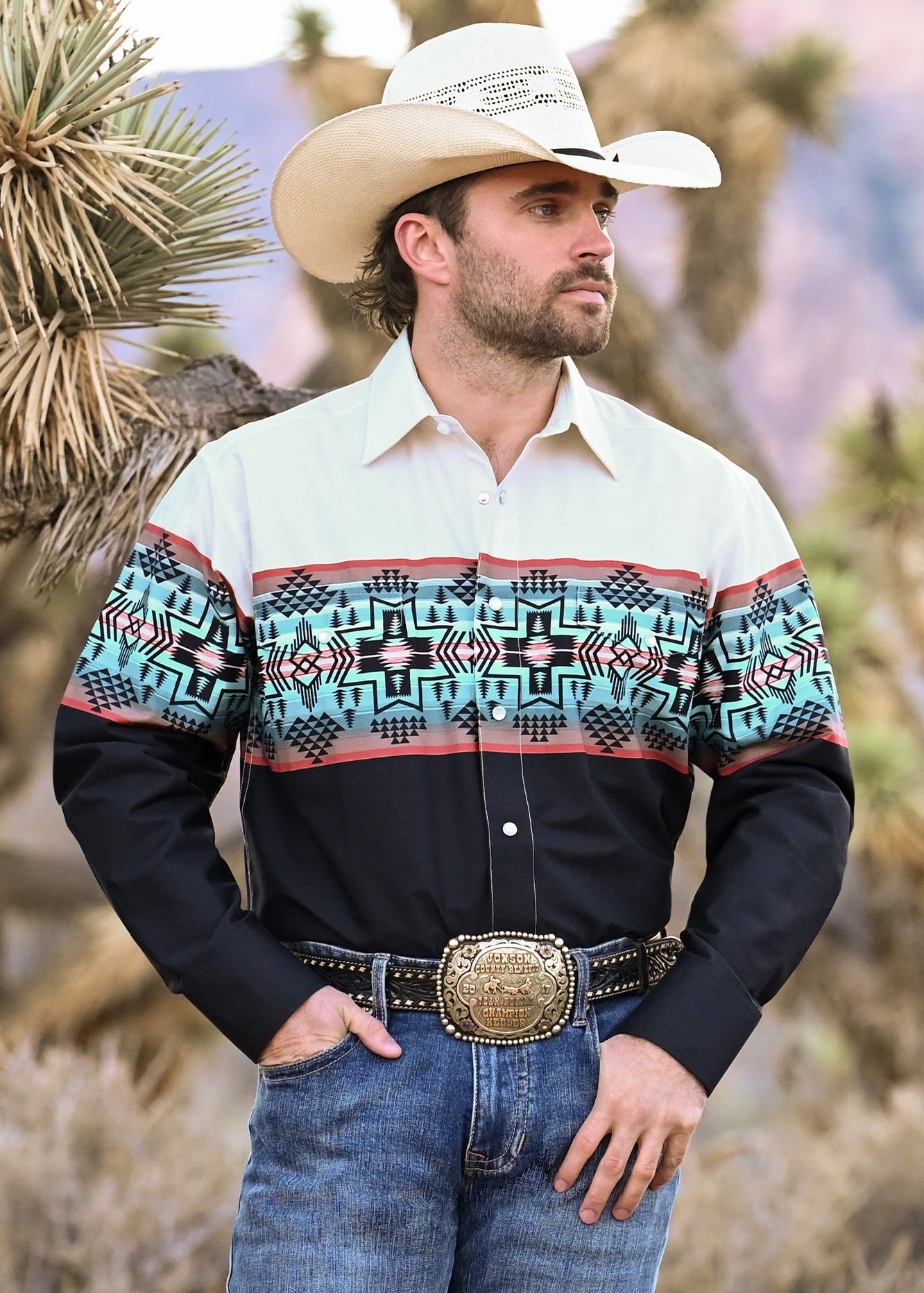 cowboy dress shirts Men's Southwestern Aztec Print Border Shirt XS Gowns & Evening Dresses Select Pant Size:36W down shirt is made Chicos Asymmetrical Dress Women's