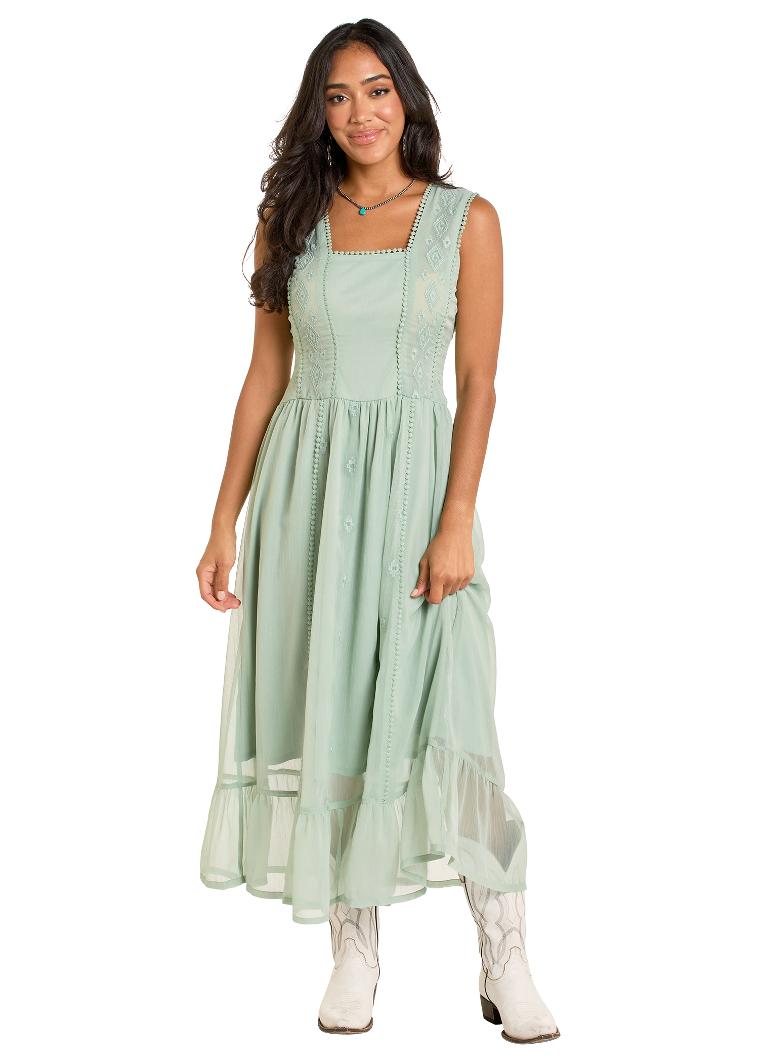 Women's Chiffon Dress - Olive - M Women's Chiffon Dress - Olive - M