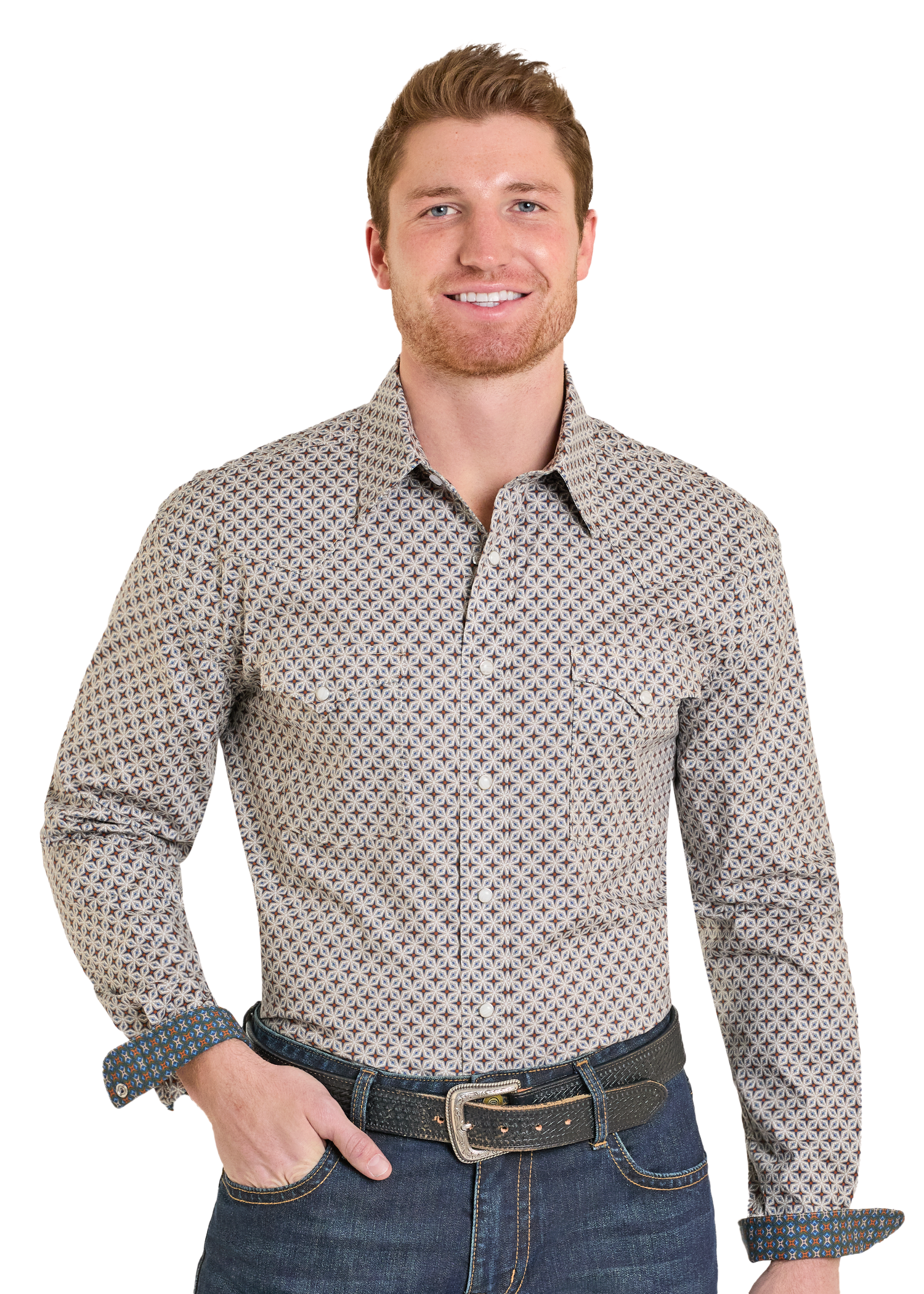 Men's Rough Stock Vintage Tile Long Sleeve Snap Shirt | Panhandle Slim