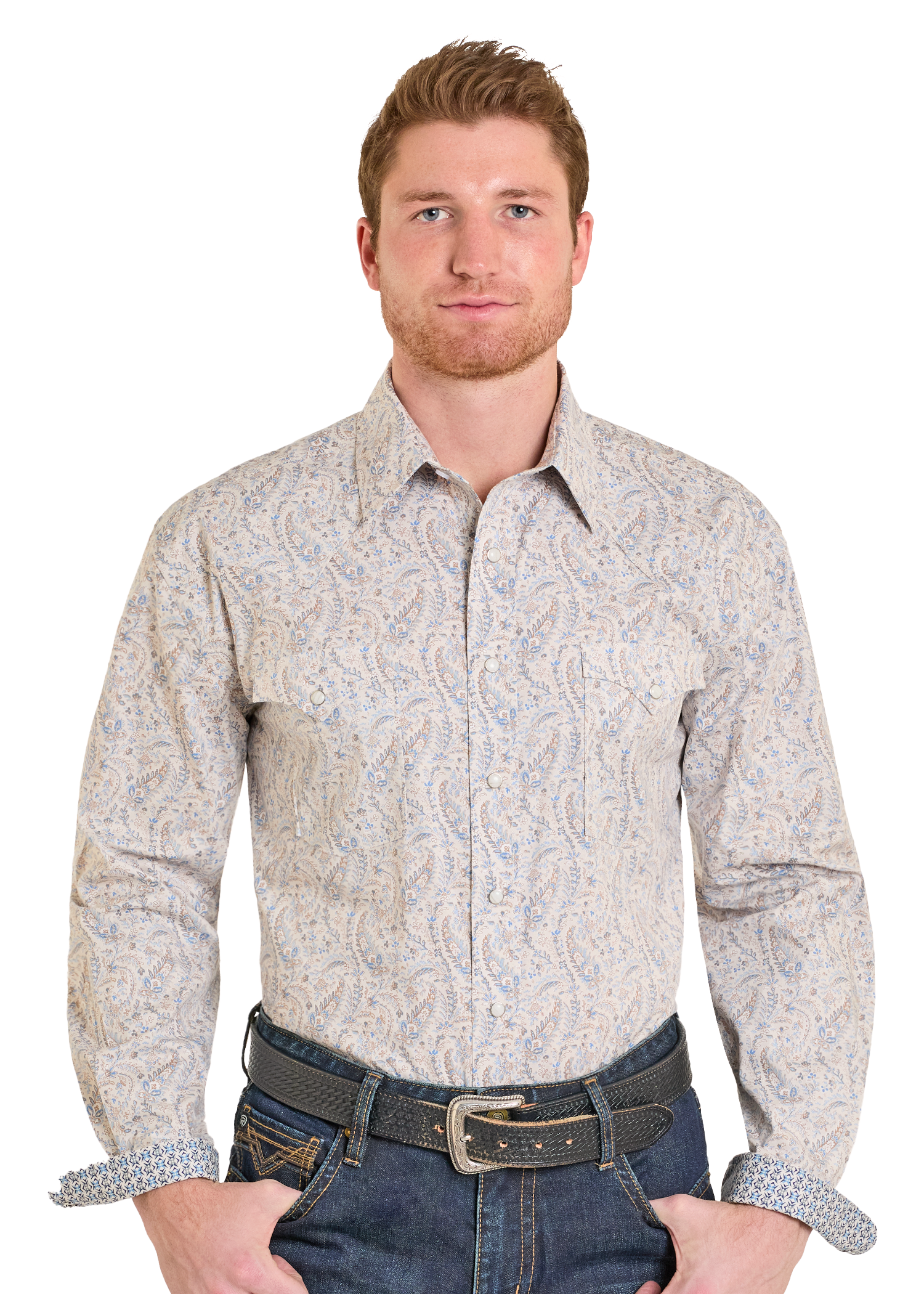 Men's Rough Stock Subtle Paisley Long Sleeve Snap Shirt