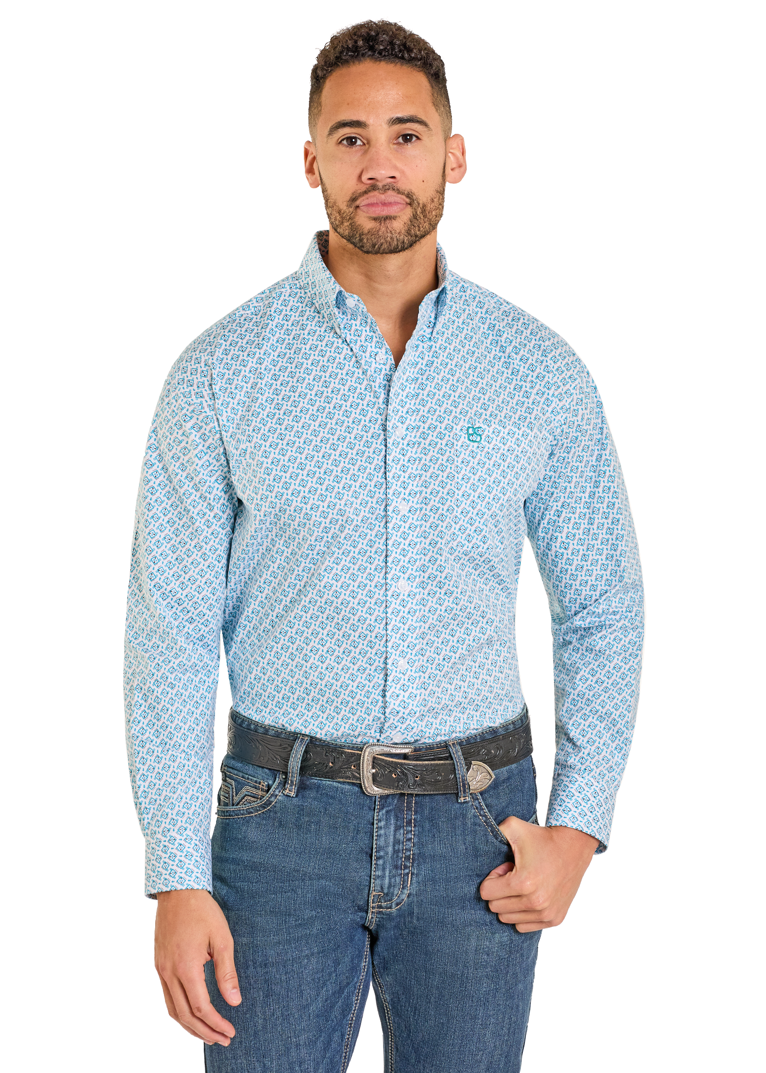 Men's Southwest Diamond Long Sleeve Button Shirt M Men's Southwest Diamond Long Sleeve Button Shirt M