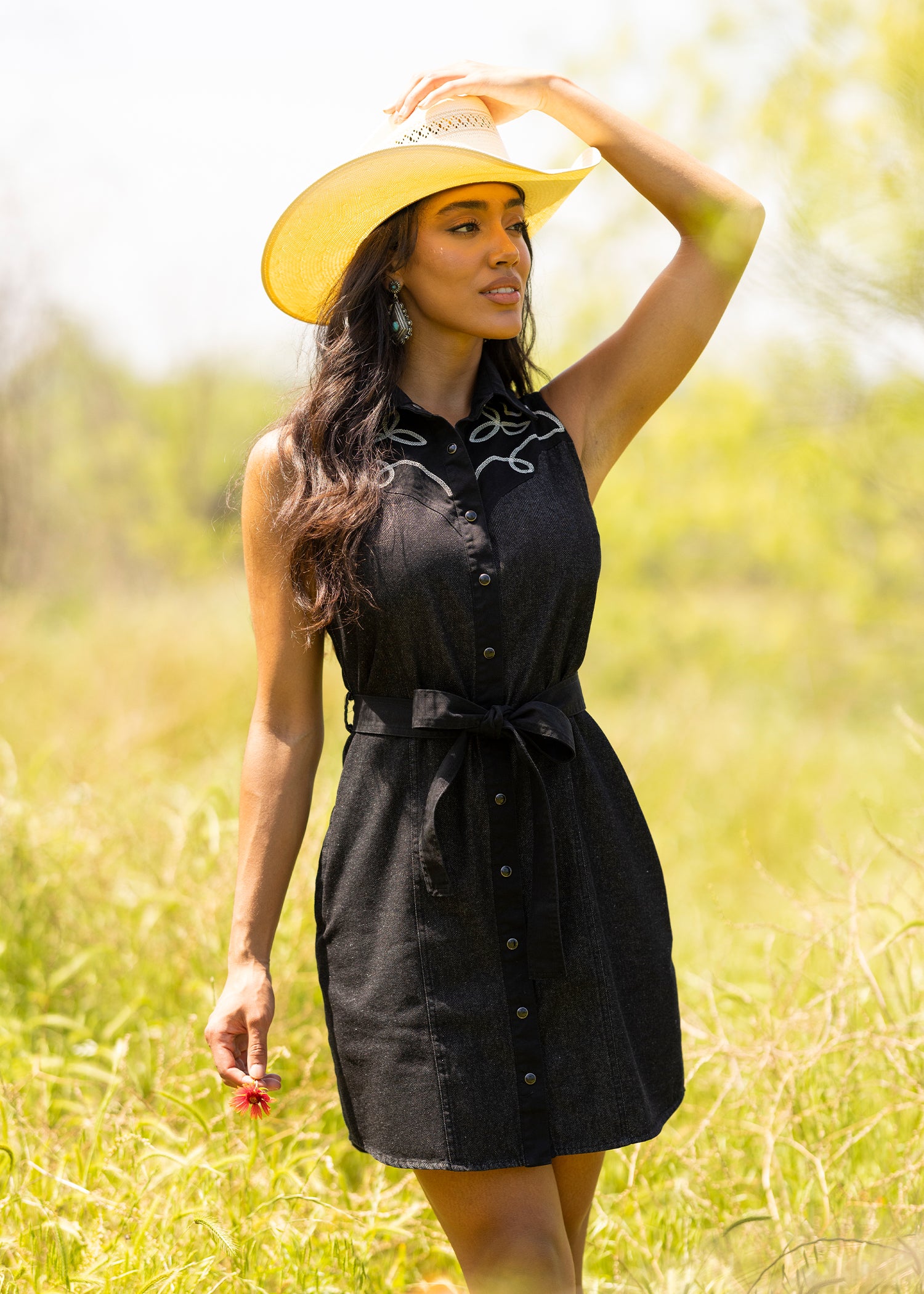 Women's Two-Toned Embroidered Shirt Dress