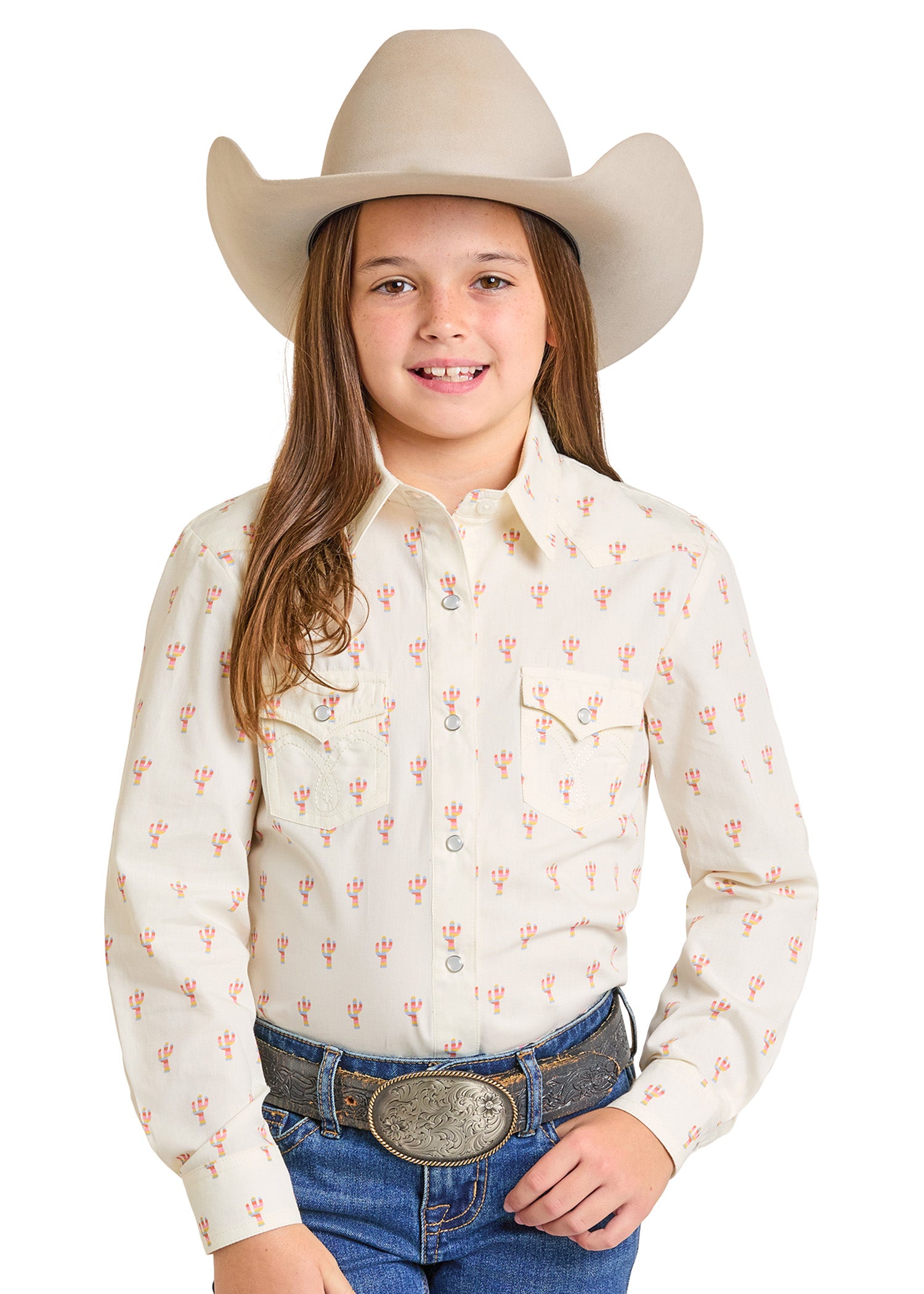 Girls' Cactus Long Sleeve Snap Shirt | Panhandle Slim