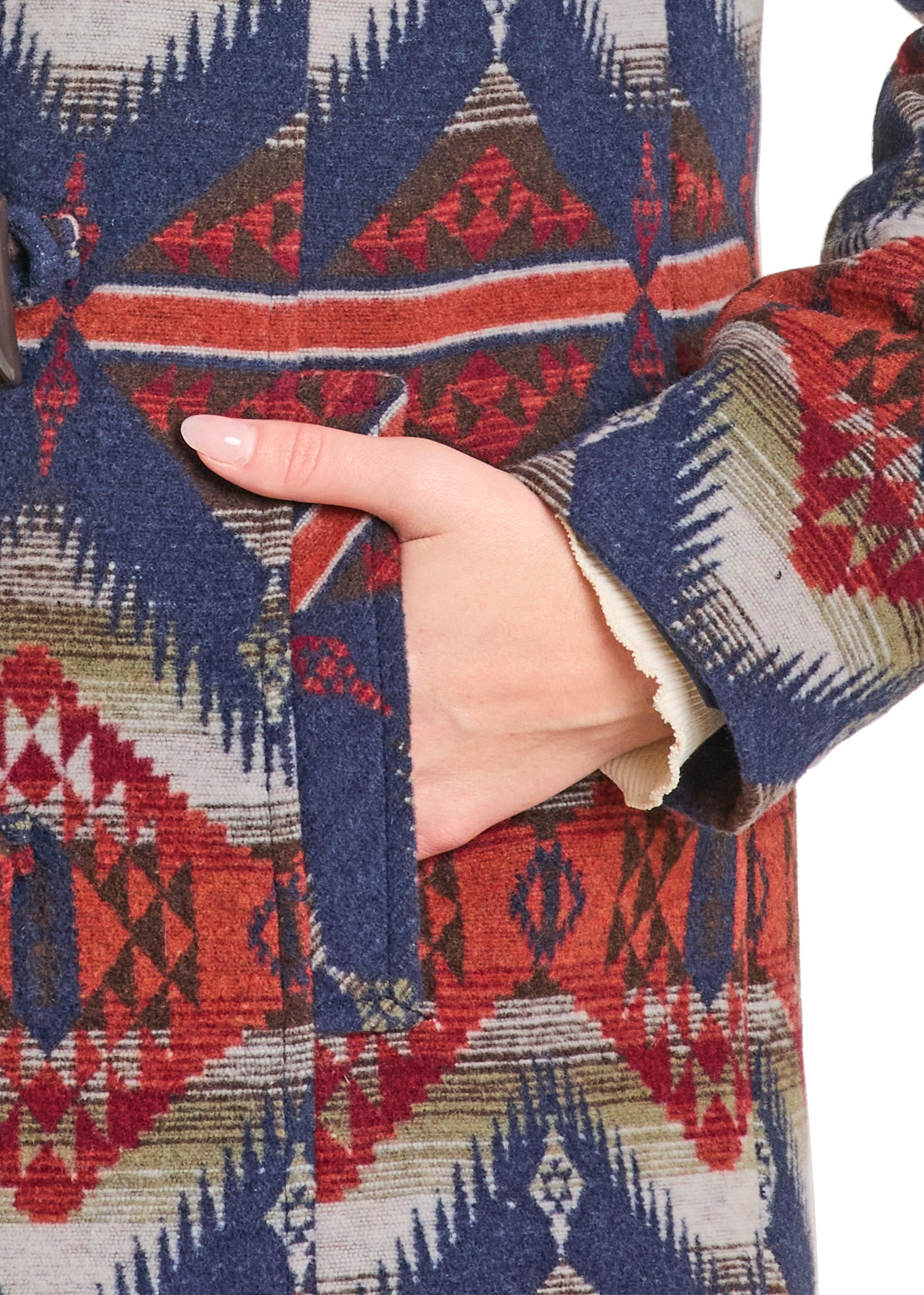 Women's Aztec Jacquard Sherpa Lined Long Hooded Coat | Panhandle Slim