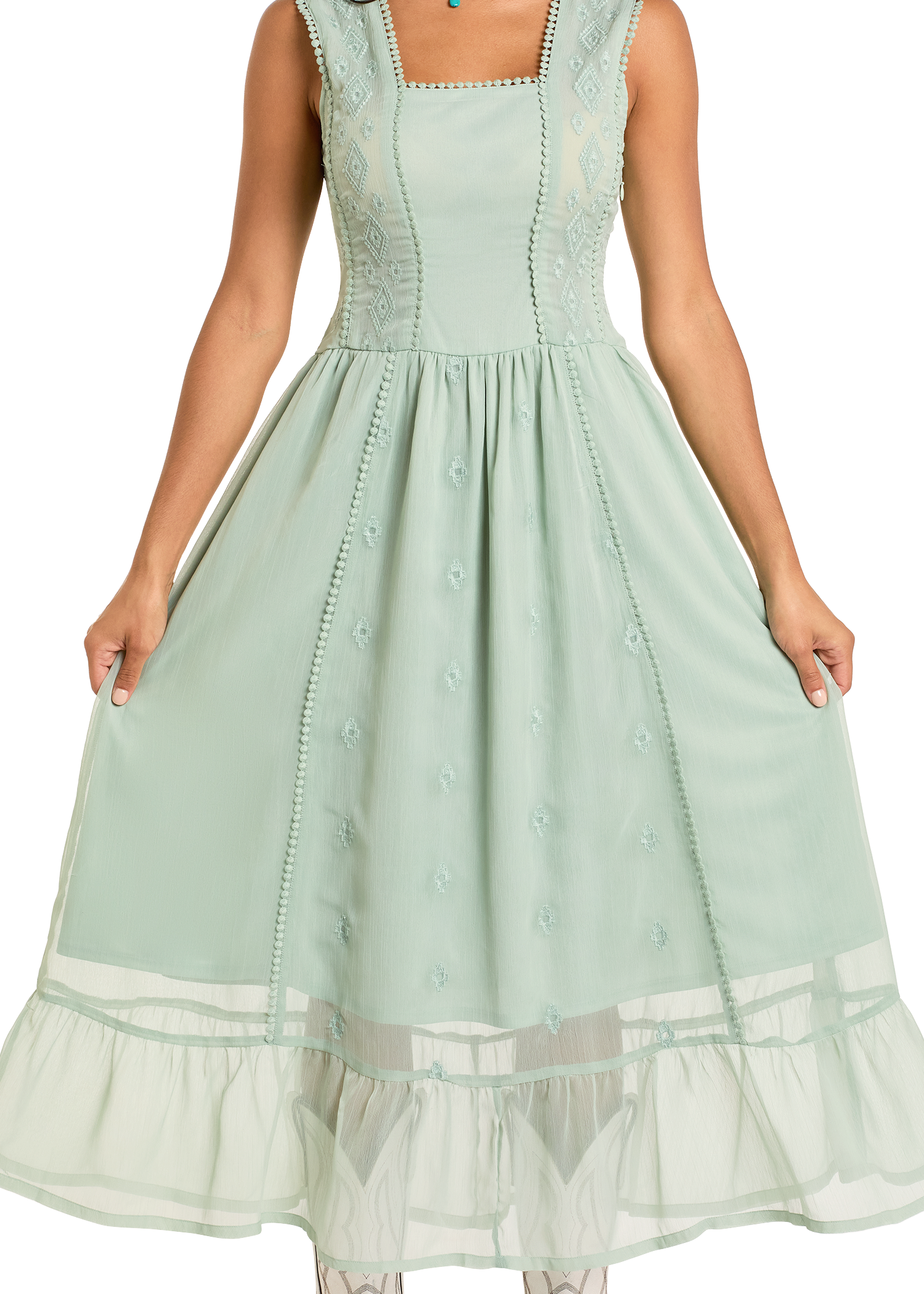 chiffon embriodery dress Elegant Mother of the Bride Dresses Formal Wedding Guest Dresses with Sleeves Floral Chiffon A-Line Crew Neck Embroidery Dusty Sage