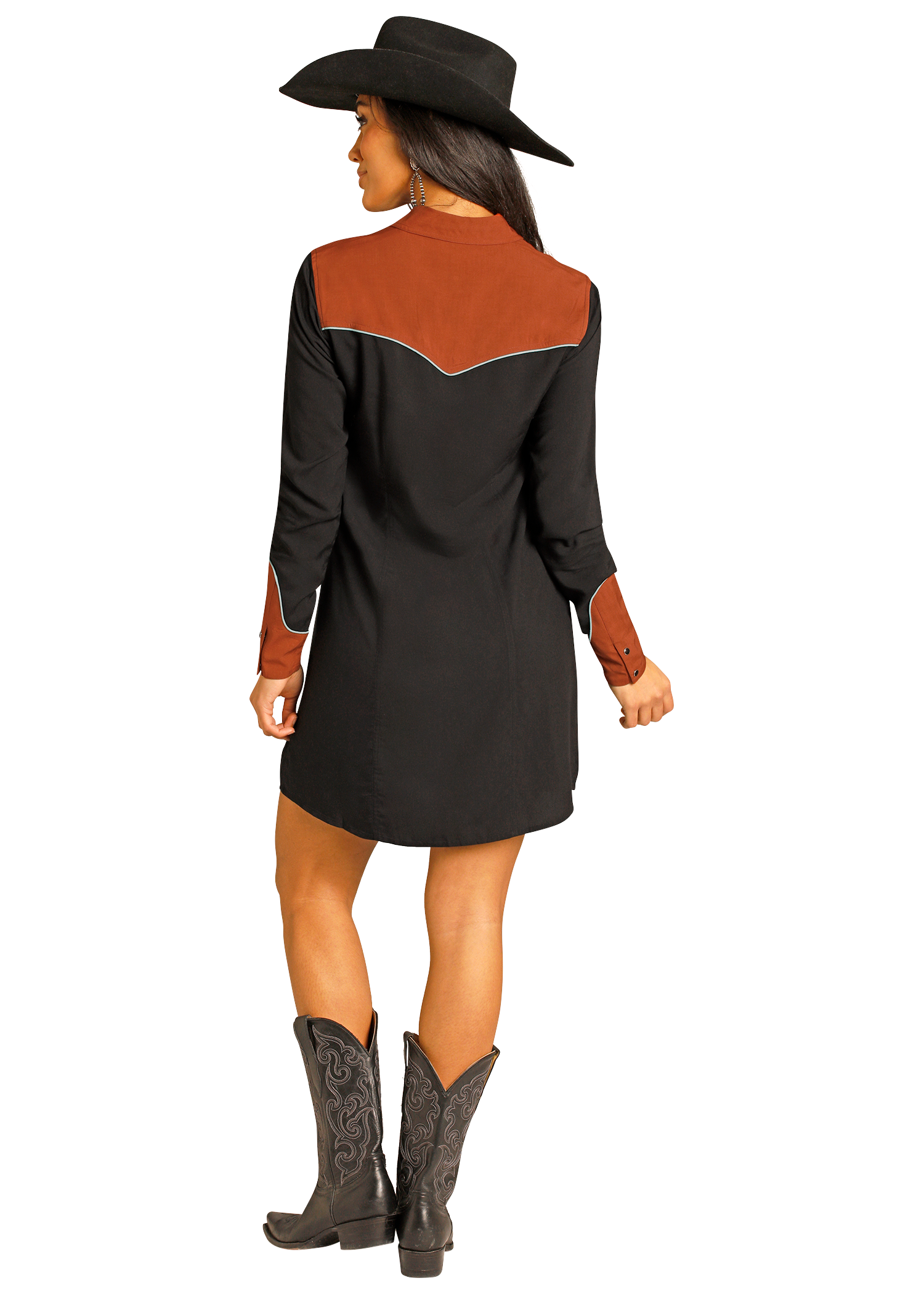 Women's Retro Embroidered Western Shirt Dress M Women's Retro Embroidered Western Shirt Dress M