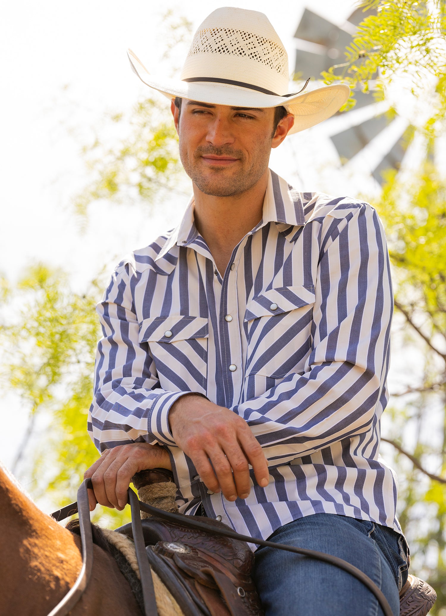 Modern Vintage Dobby Striped Long Sleeve Snap Shirt