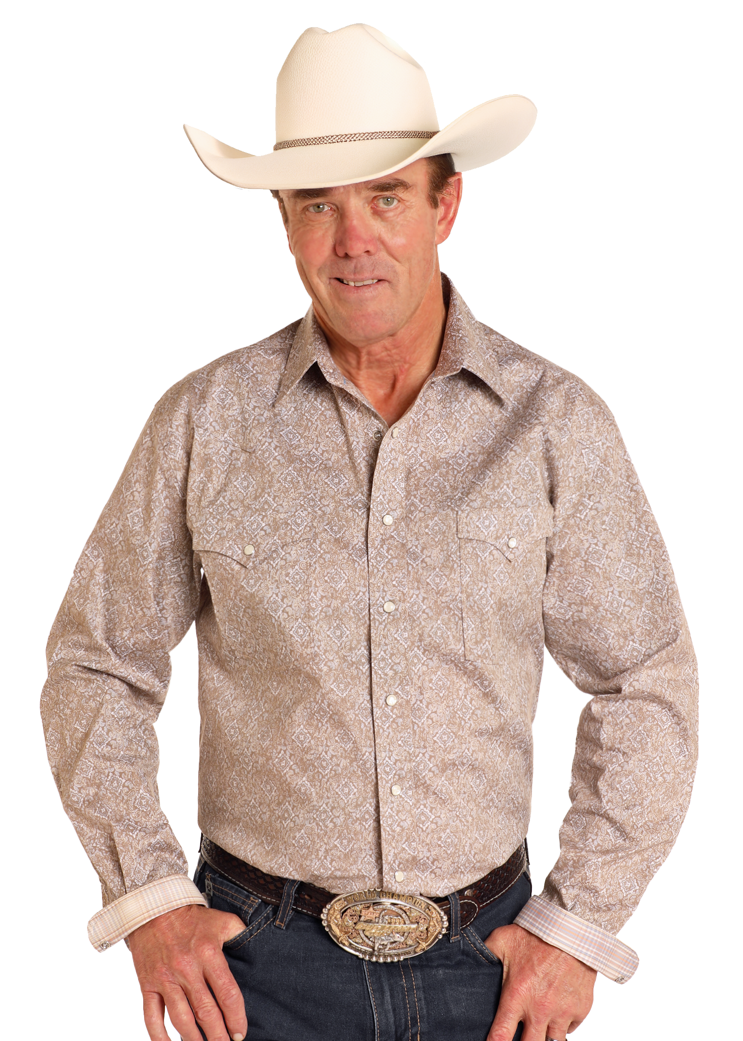 Men's Rough Stock Medallion Paisley Long Sleeve Snap Shirt Men's Rough Stock Medallion Paisley Long Sleeve Snap Shirt