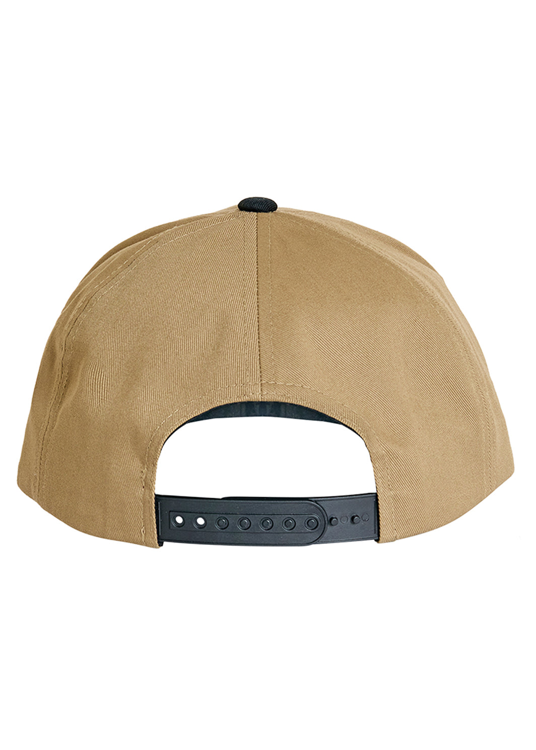 Beige cap with black brim on a white background