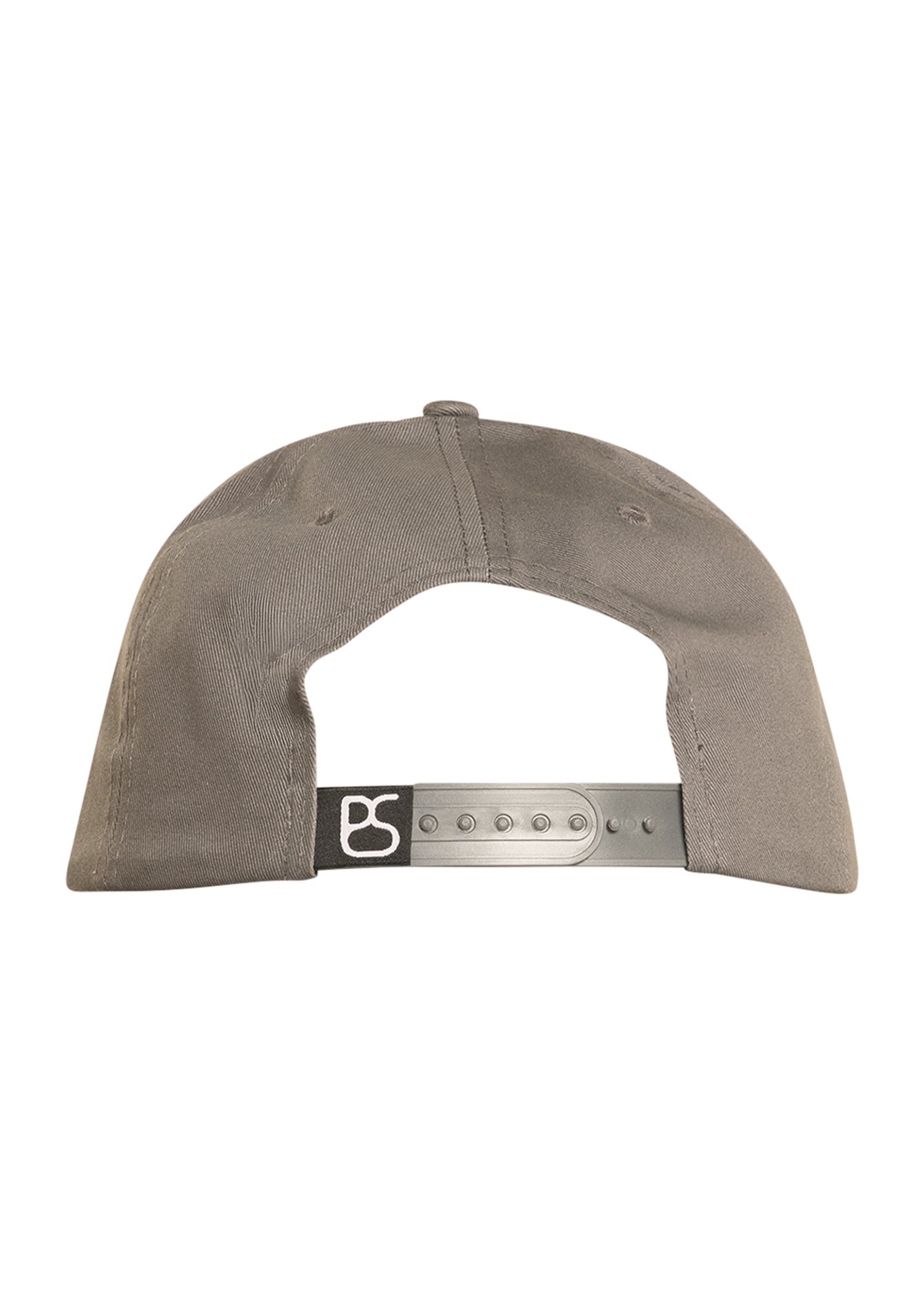 Gray cap with a logo on the back on a white background
