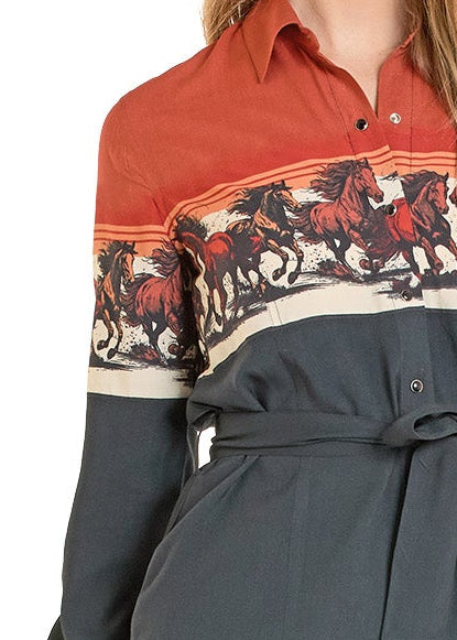 horse print shirt dress Horse Print Shirt Dress