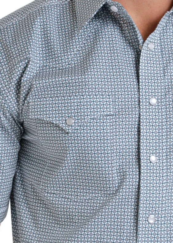 Man wearing a checkered shirt, cowboy hat, and jeans on a white background