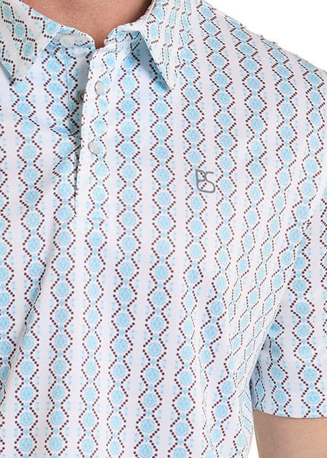 Detail image of a performance pearl snap polo
