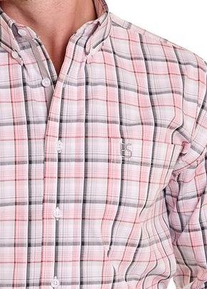 Close up of men's plaid shirt